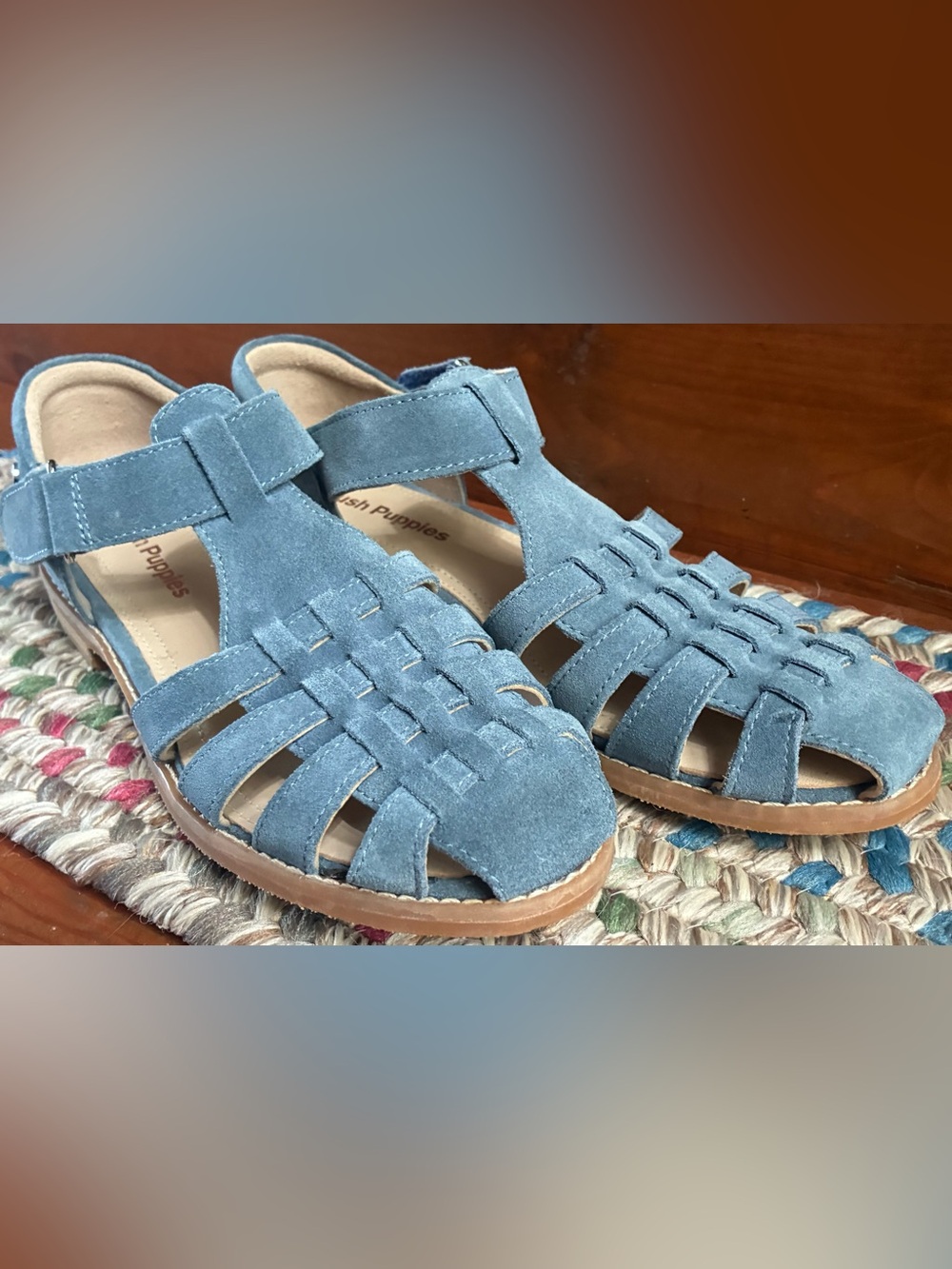 Hush Puppies Blue Suede Woven Fisherman Sandals size 7
